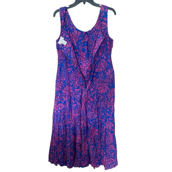 Soft Surroundings Pink Blue Sleeveless Scoop Neck Floral Midi Dress Size Medium - Picture 3 of 8